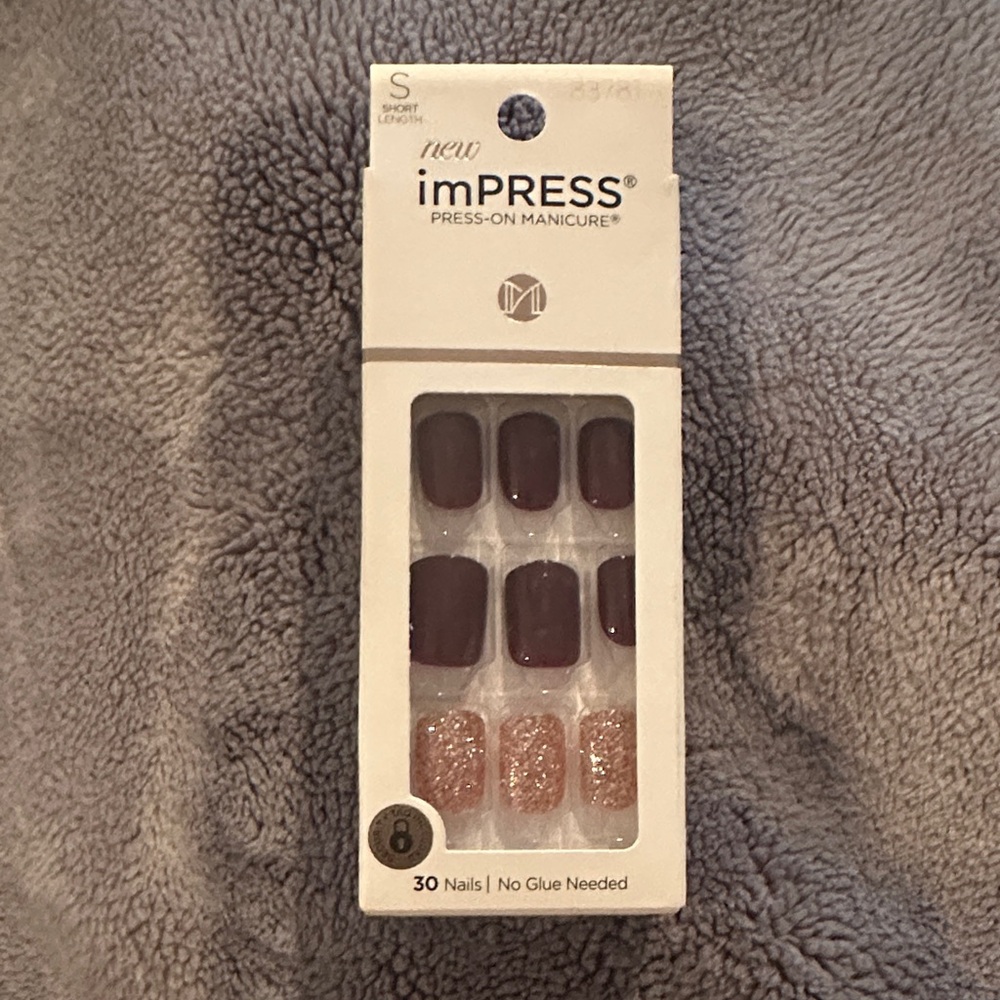 imPRESS Burgundy and Rose Gold Glitter Press-On Nails